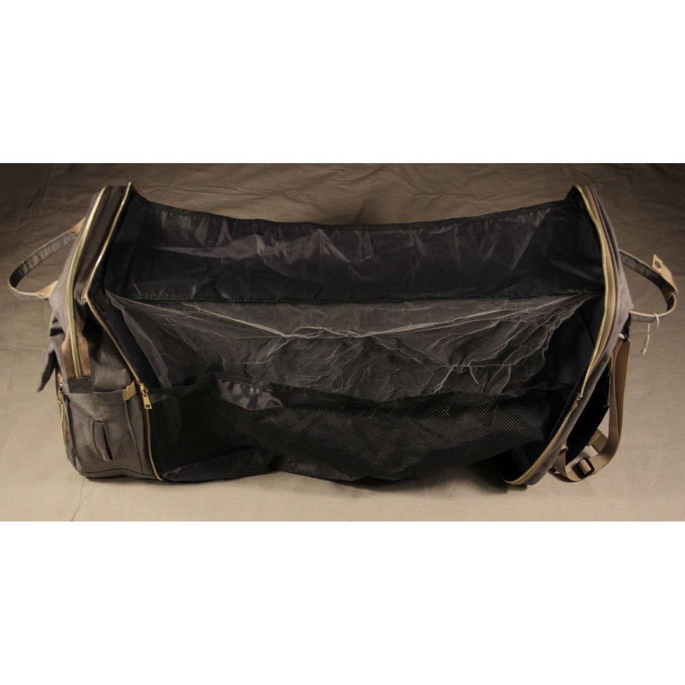 Backpack Diaper Bag Gray Multi Pocket Fold-Out Changing Pad Travel Baby Bag - Picture 6 of 7